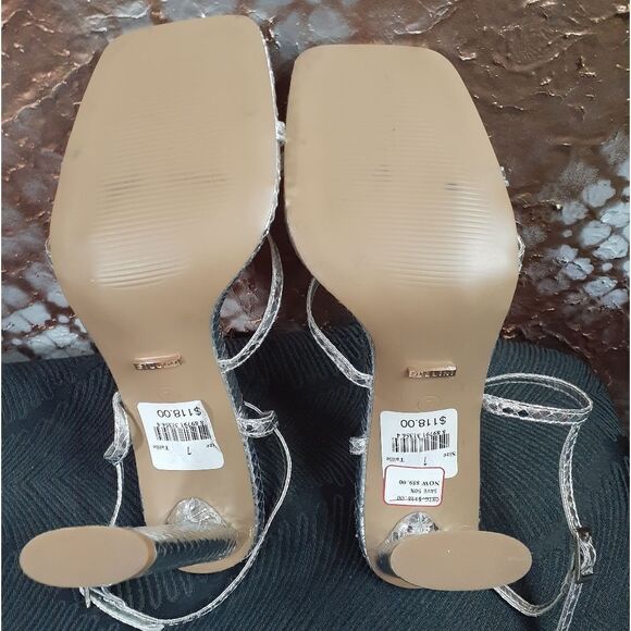 NWT Billini Faux Snakeskin Metallic Strappy Heeled Sandals - Picture 10 of 14